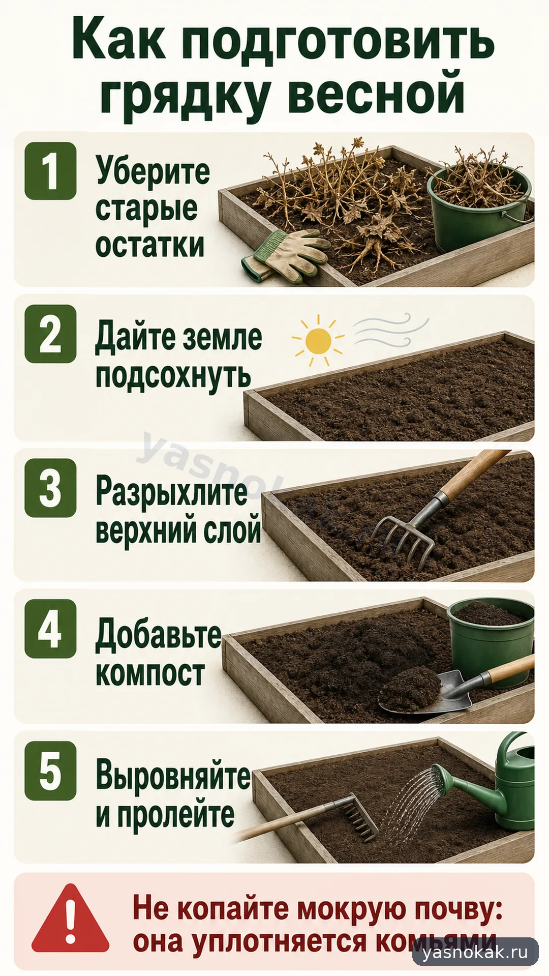 Схема: Как подготовить грядку весной