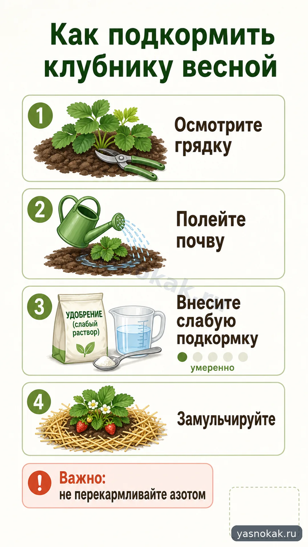 Схема: Как подкормить клубнику весной