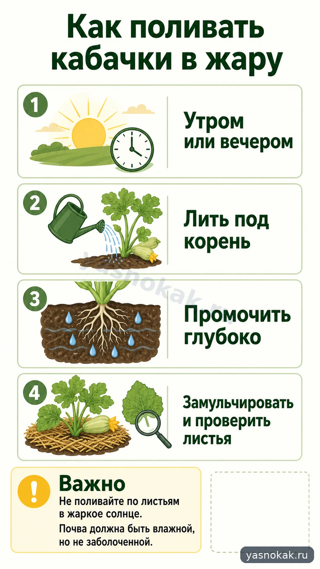 Схема: Как поливать кабачки в жару
