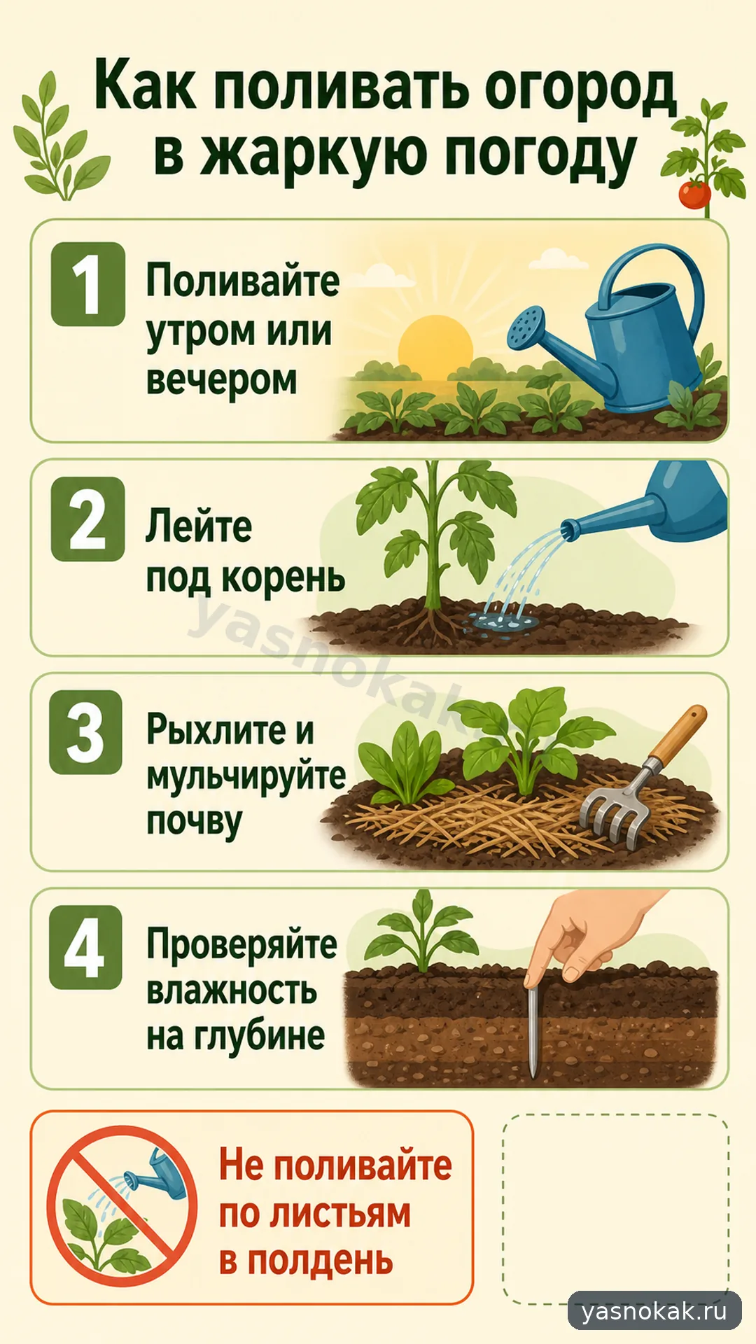 Схема: как поливат огород в жаркую погоду