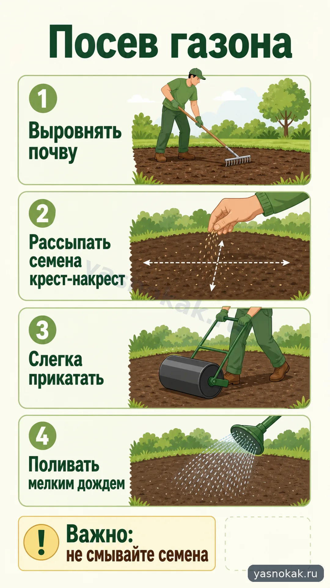 Схема: Как посадить газонную траву