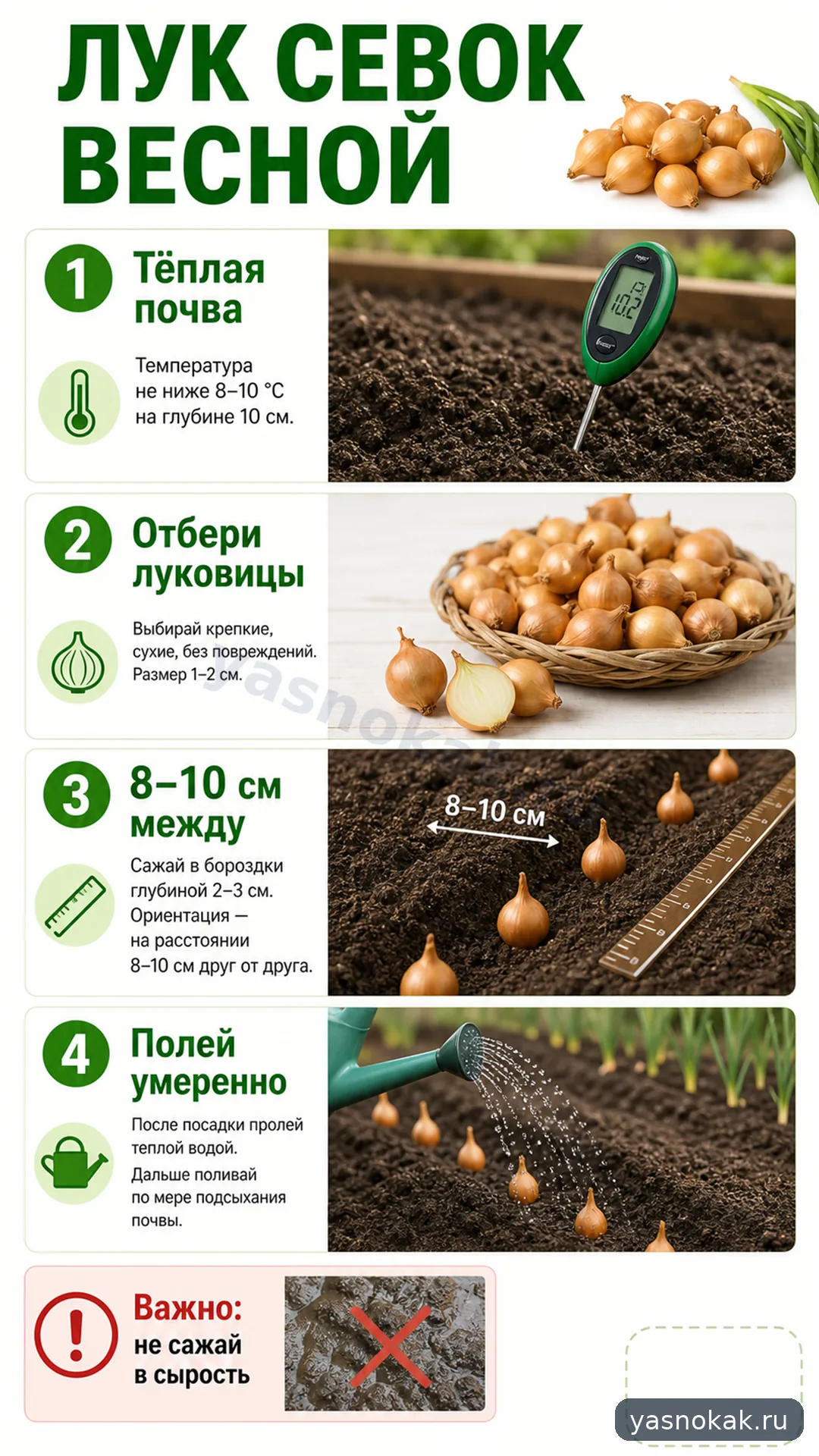 Схема: Как посадить лук севок весной