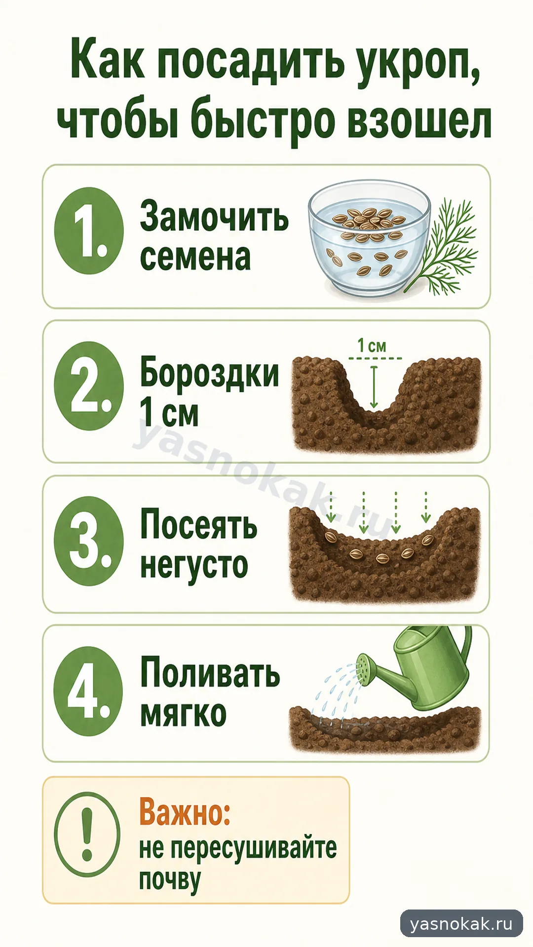 Схема: Как посадить укроп чтобы быстро взошел