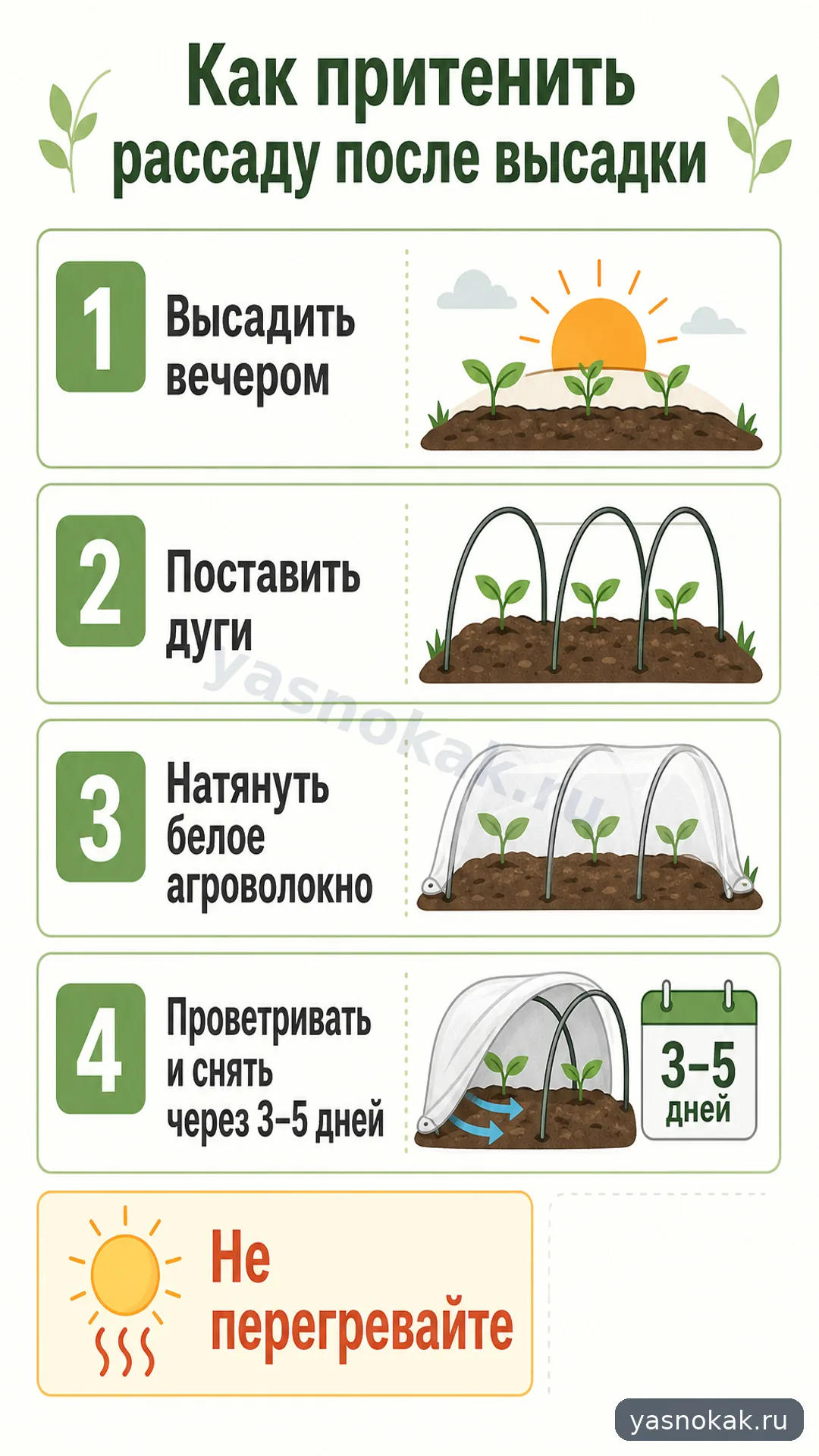 Схема: Как притенить рассаду после высадки