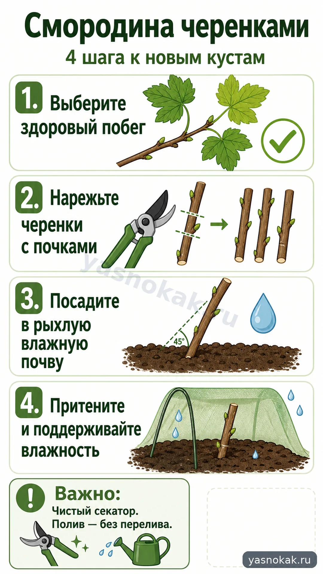 Схема: Как размножить смородину черенками