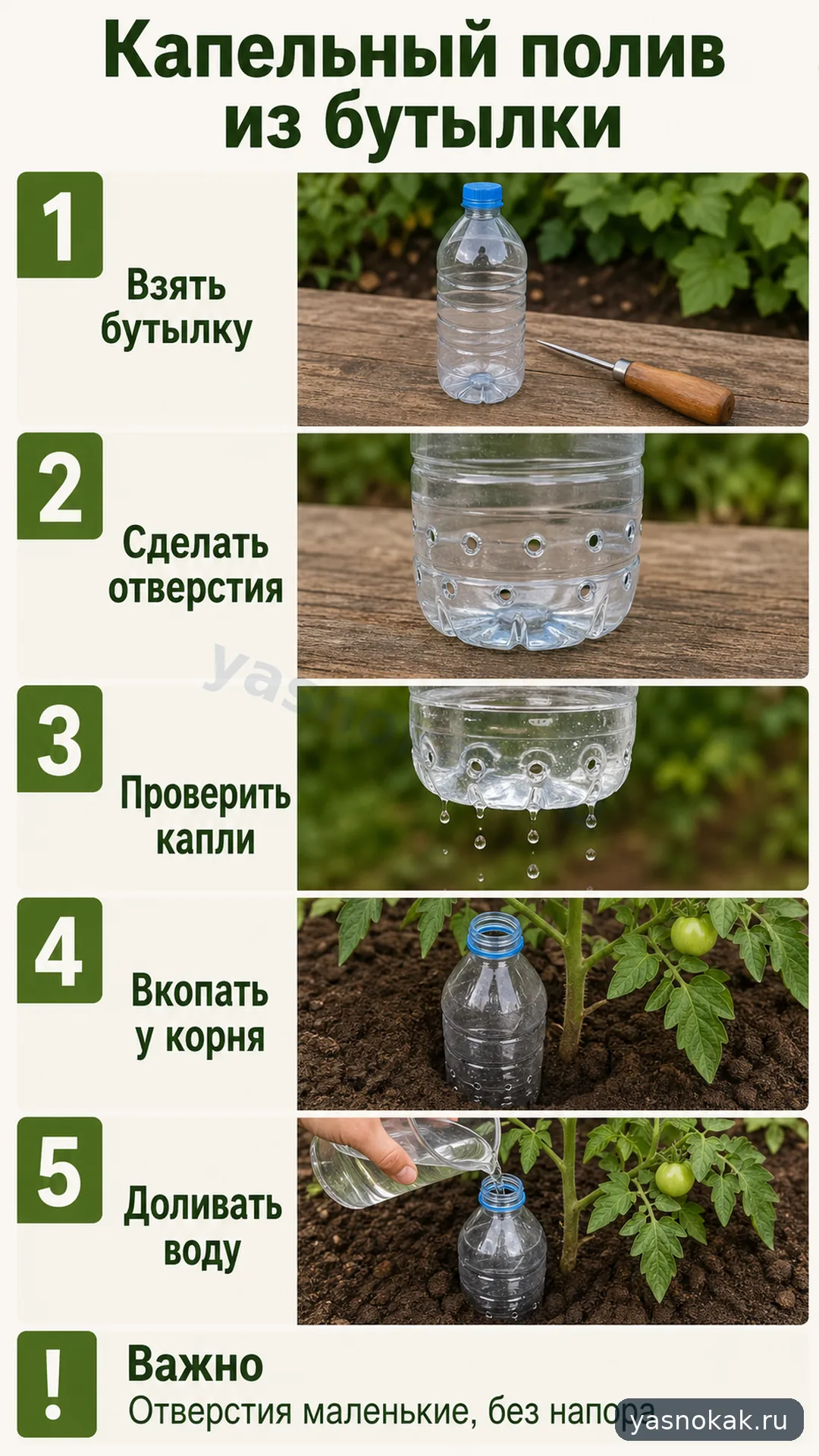 Как сделать капельный полив из бутылки