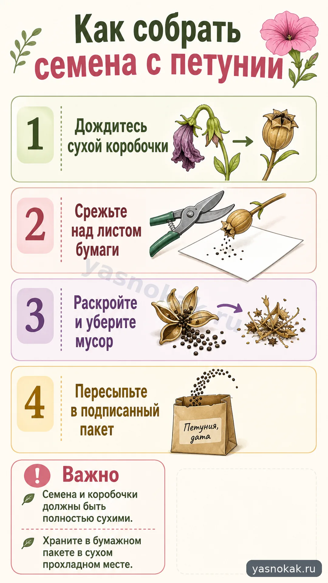 Схема: как собрат семена с петунии
