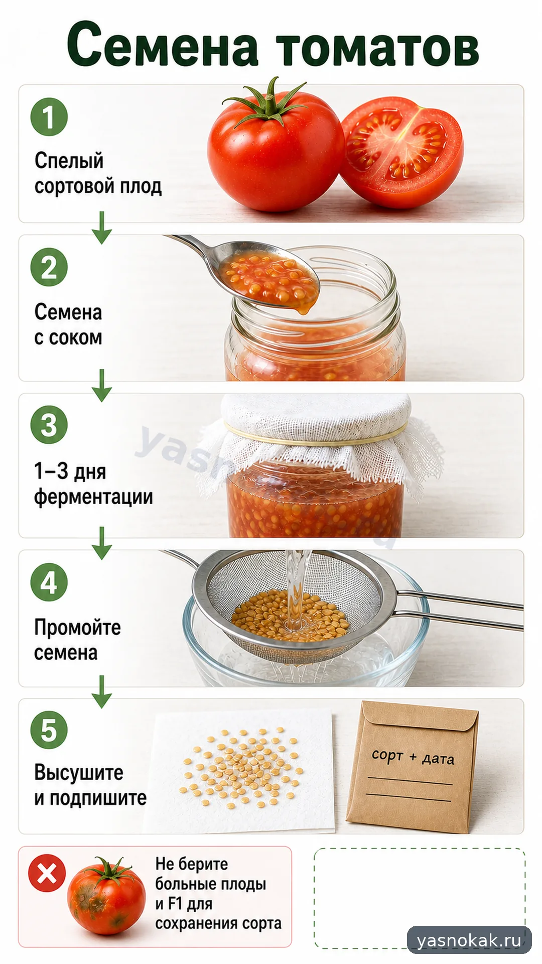 Схема: Как собрать семена томатов