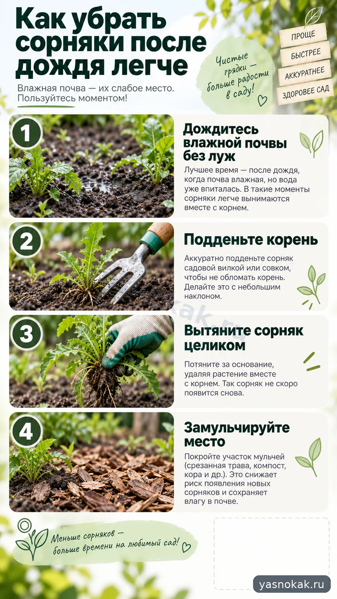 Схема: Как убрать сорняки после дождя легче