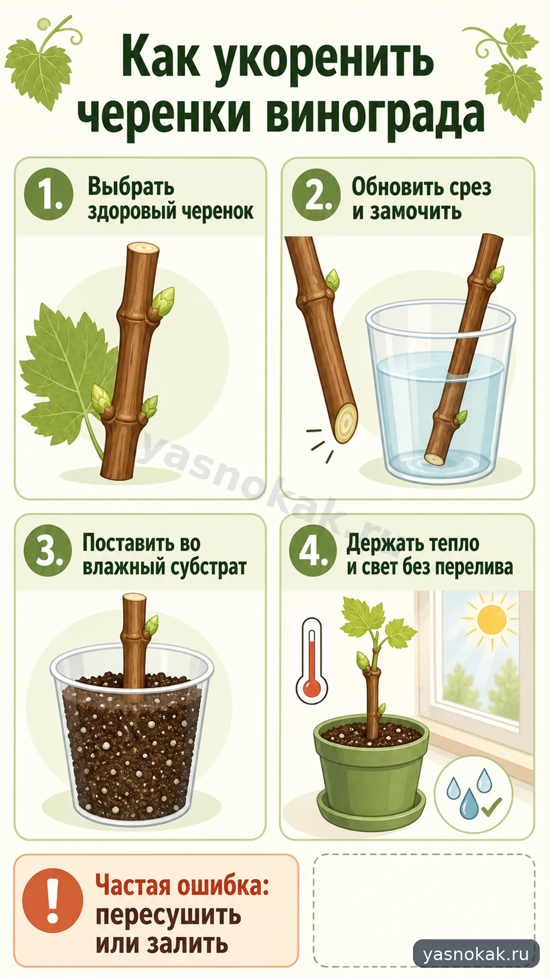 Схема: Как укоренить черенки винограда