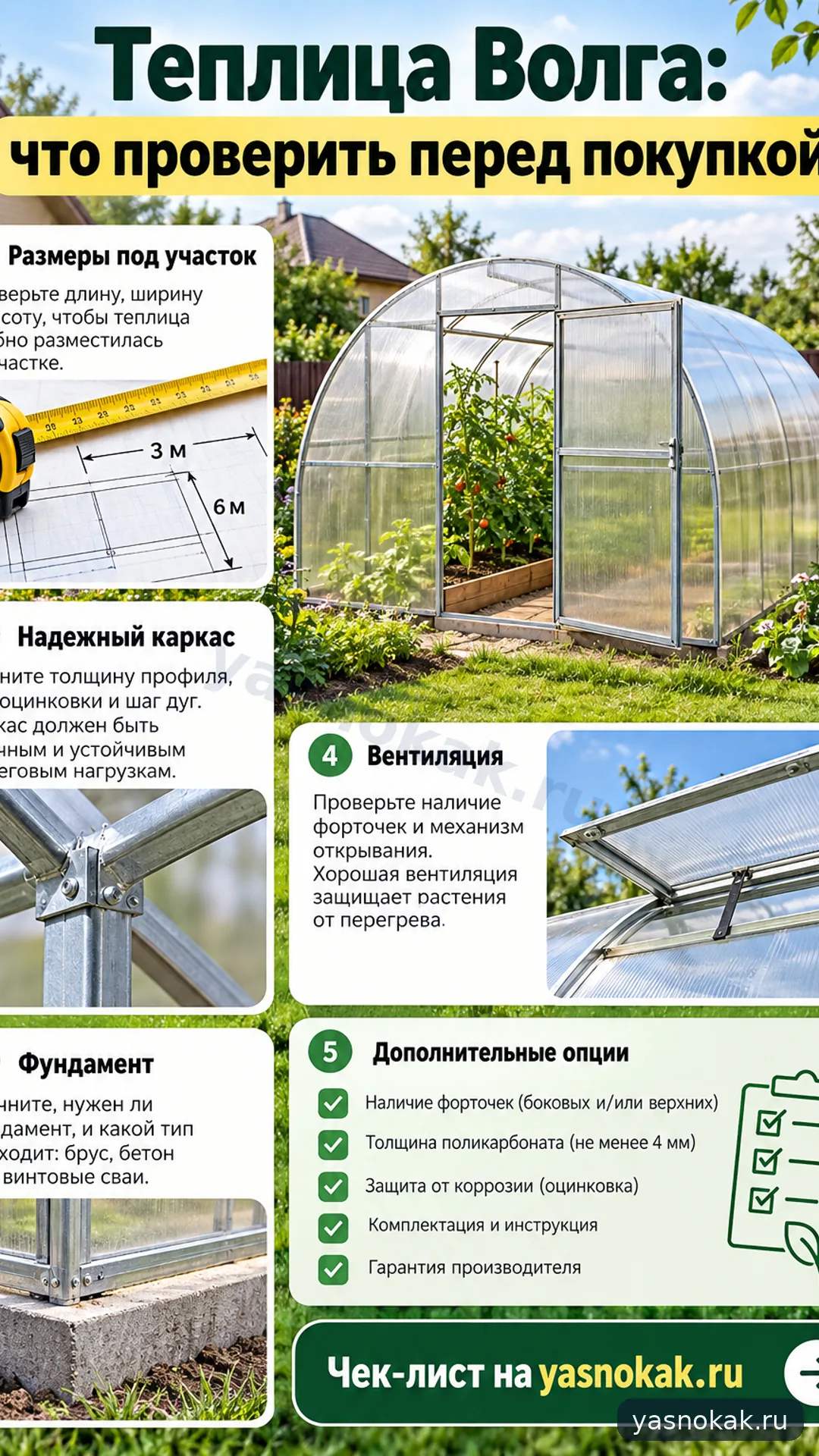 Схема: Как выбрать теплицу Волга для участка