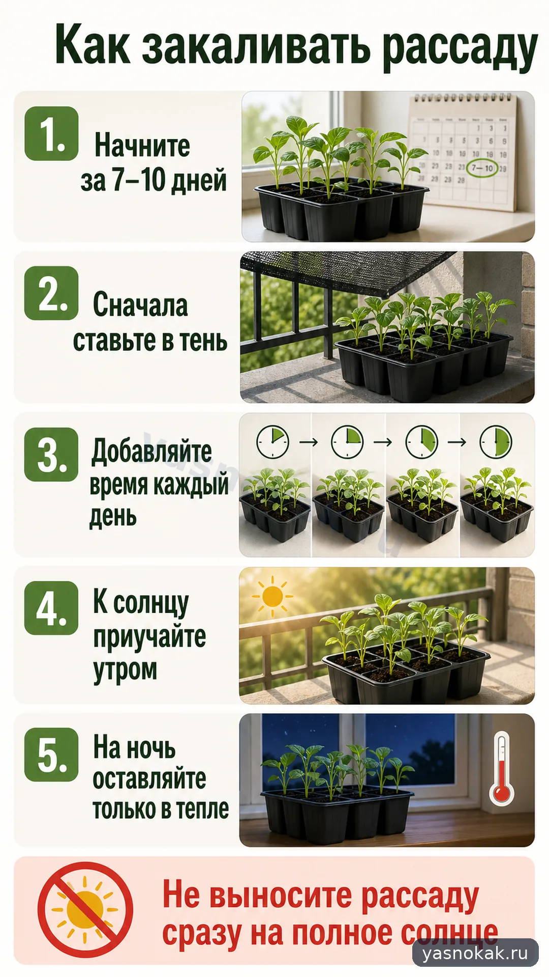 Схема: Как закаливать рассаду перед высадкой