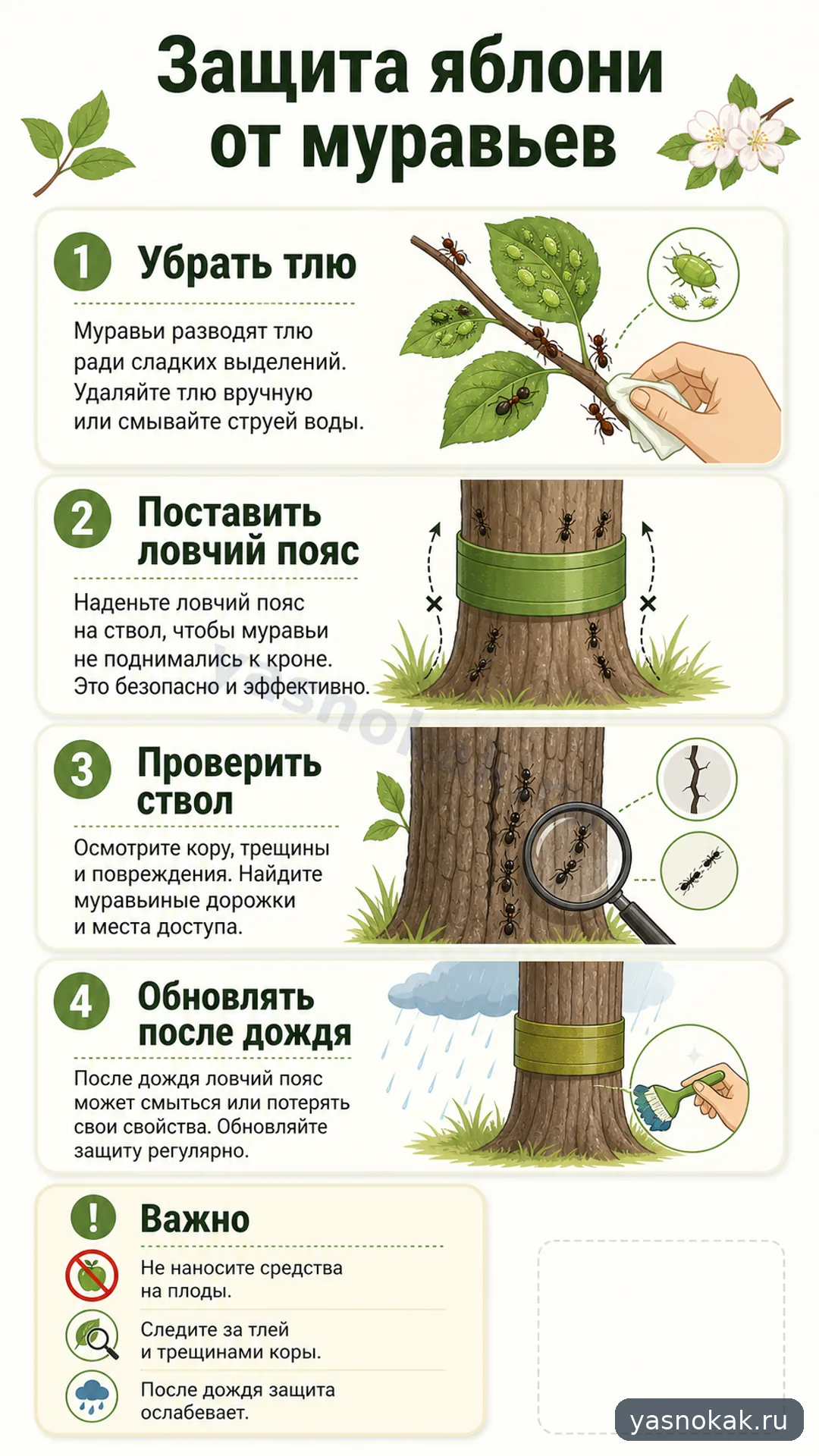 Схема: Как защитить яблоню от муравьев