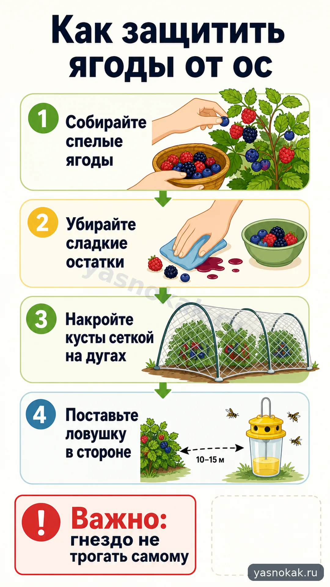 Схема: Как защитить ягоды от ос на даче