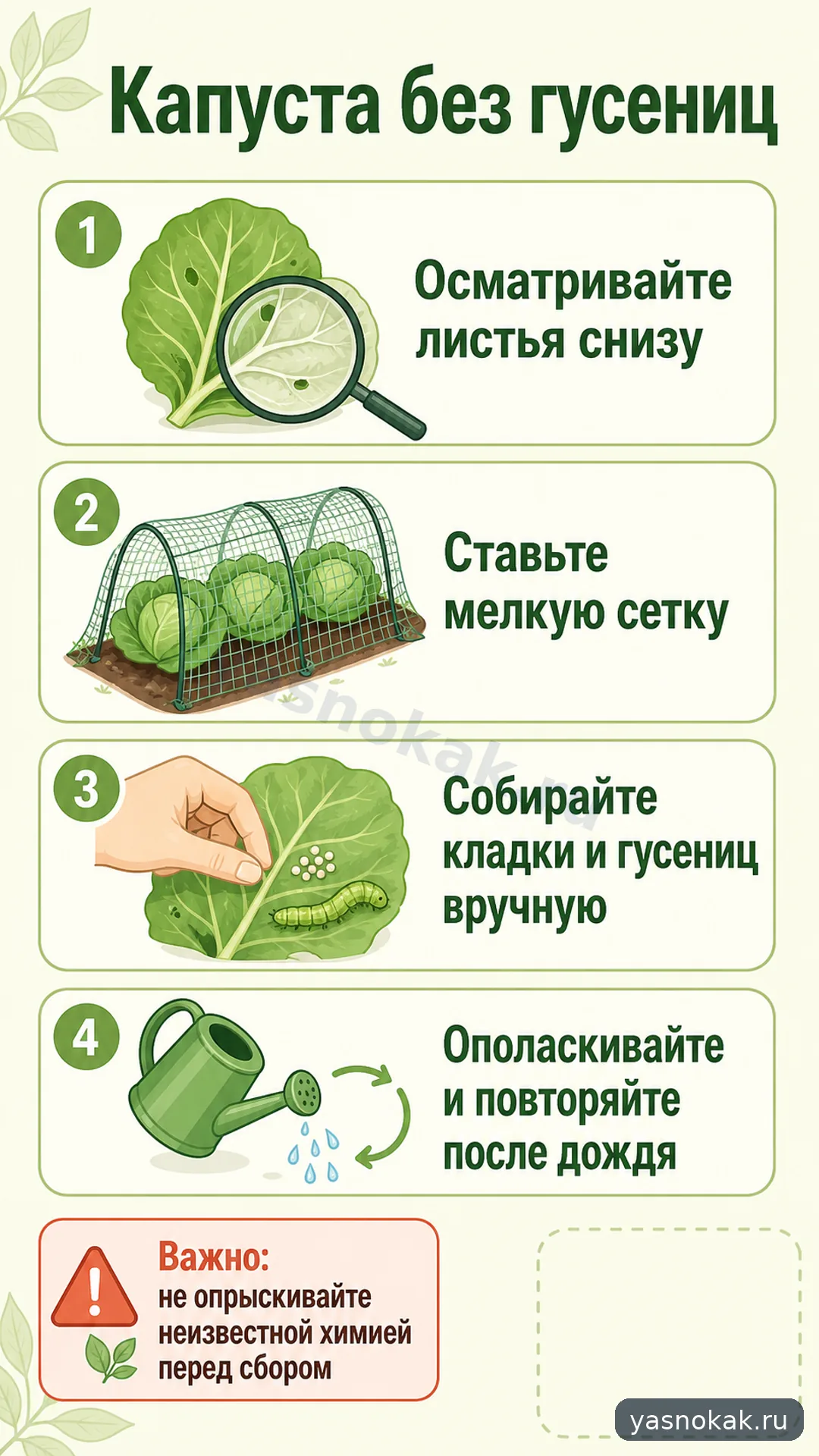 Схема: Как защитить капусту от гусениц без химии