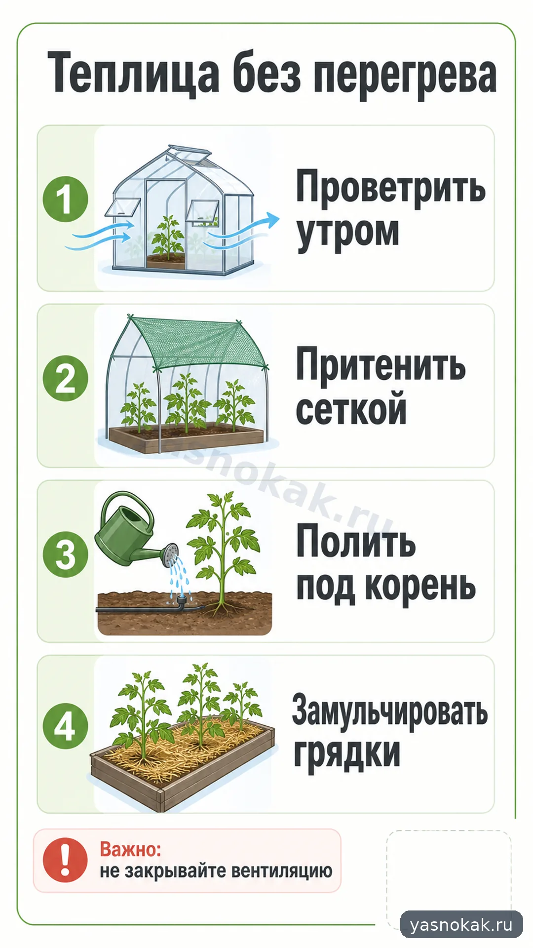 Схема: Как защитить теплицу от перегрева
