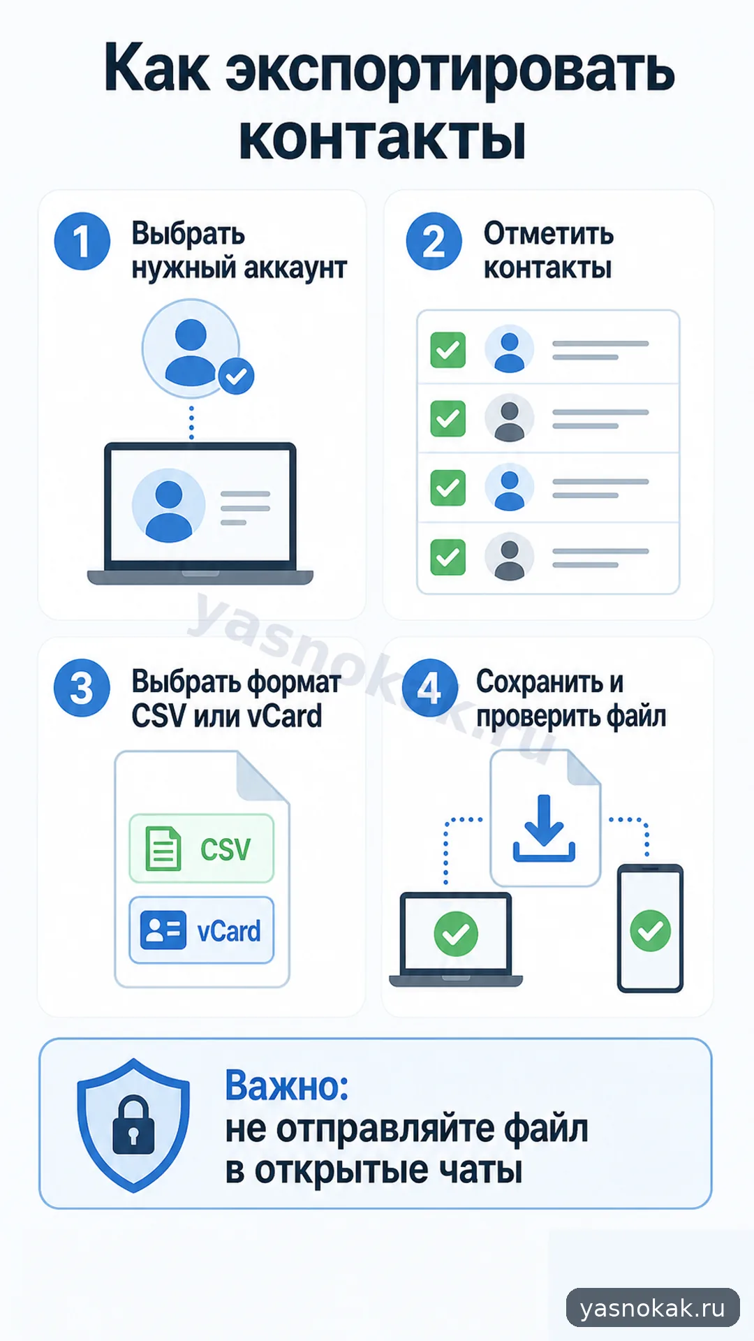 Схема: Как экспортировать контакты из Google
