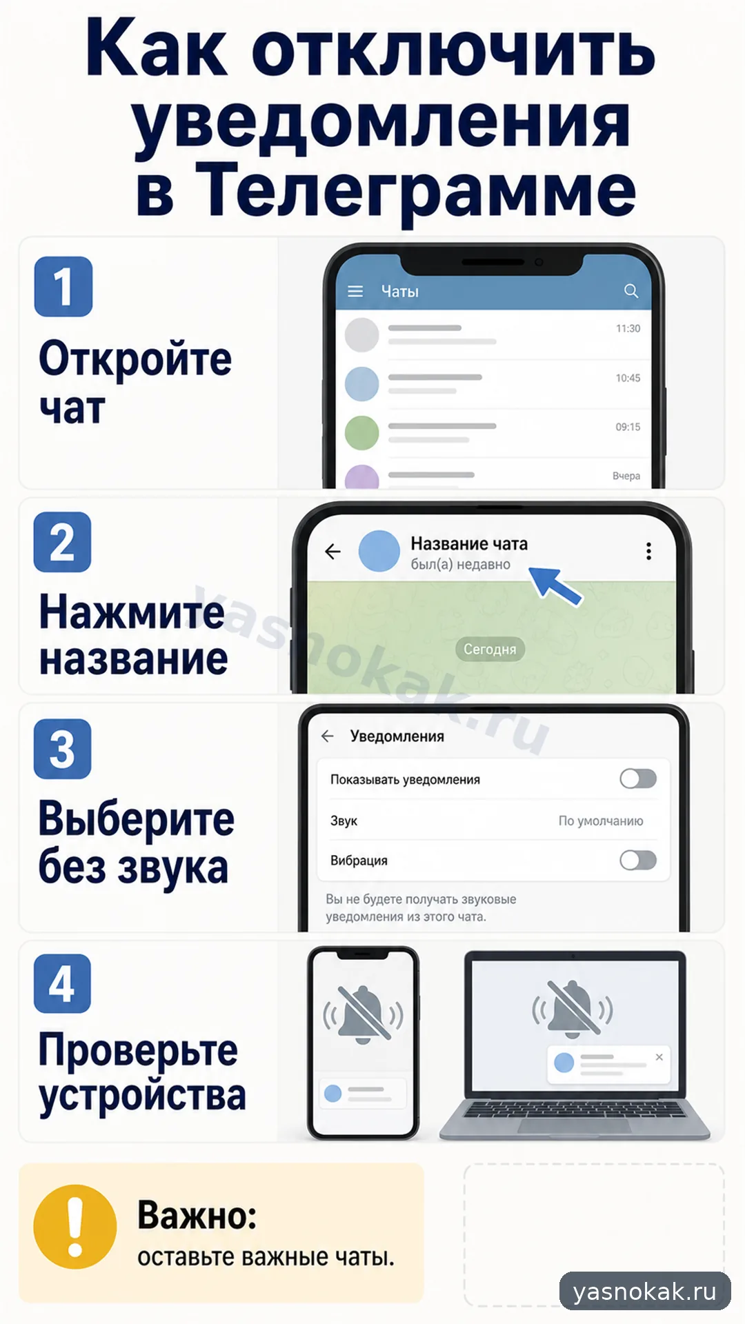 Схема: Как отключить уведомления в Телеграмме