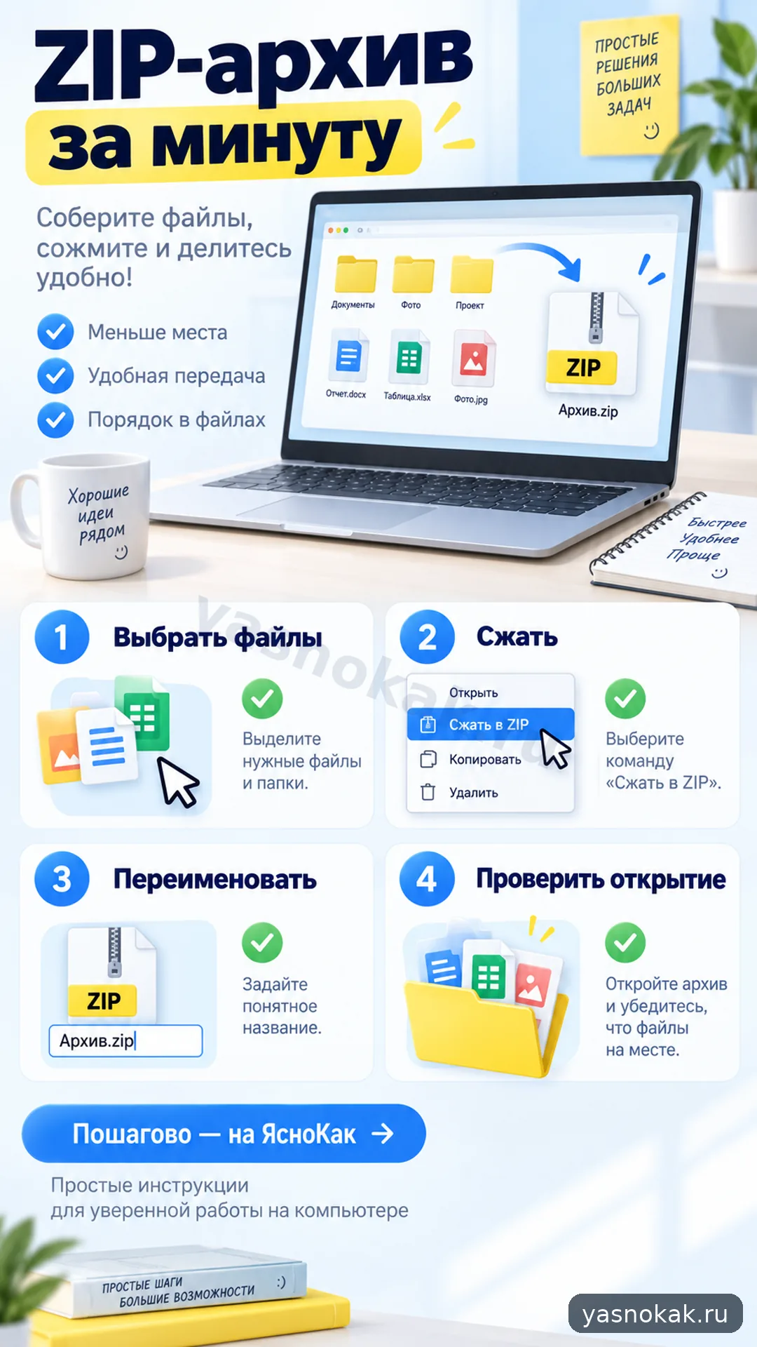 Схема: Как сделать архив ZIP на компьютере
