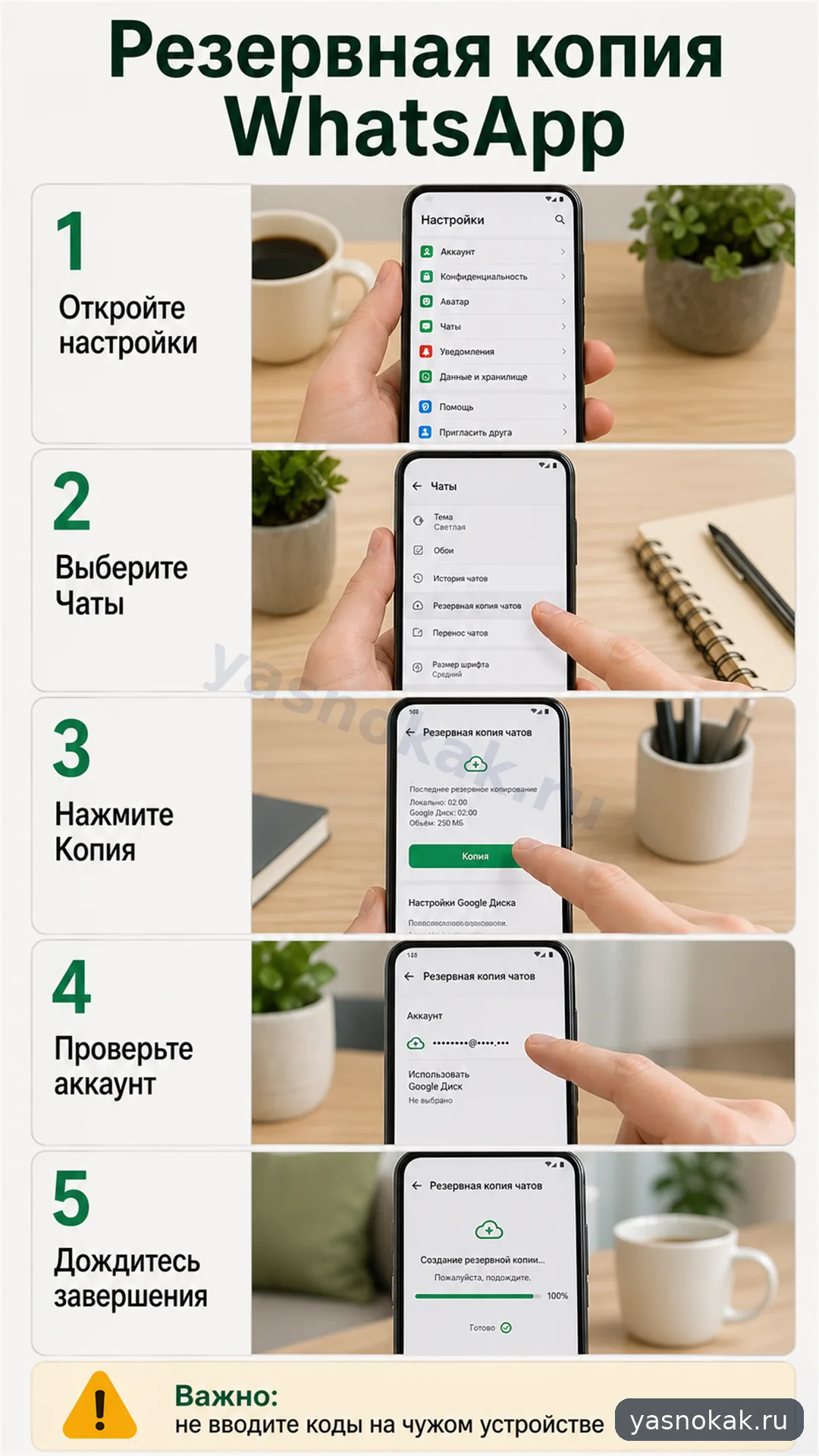 Схема: Как сделать резервную копию WhatsApp