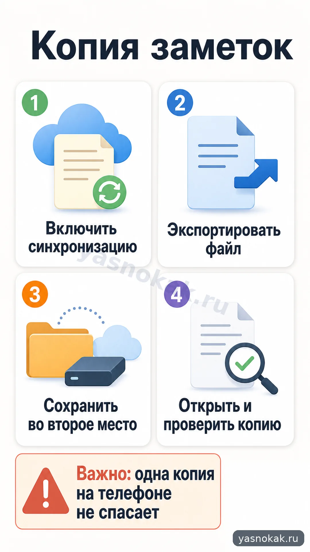 Схема: Как сделать резервную копию заметок