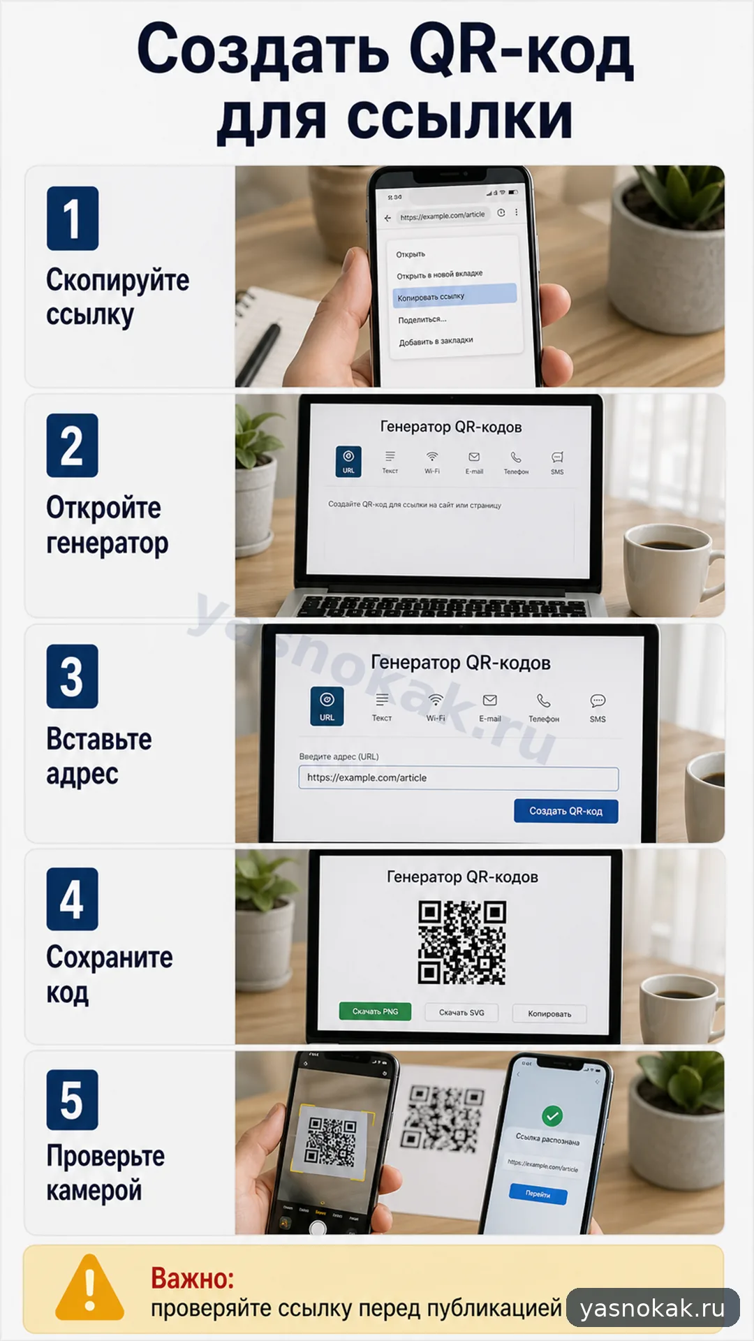 Схема: Как создать QR код для ссылки