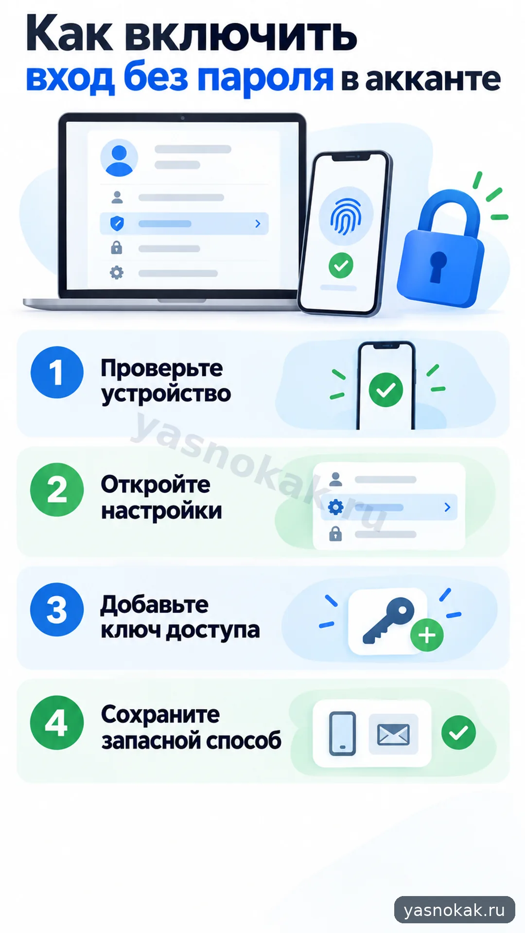 Схема: Как включить вход без пароля в Google