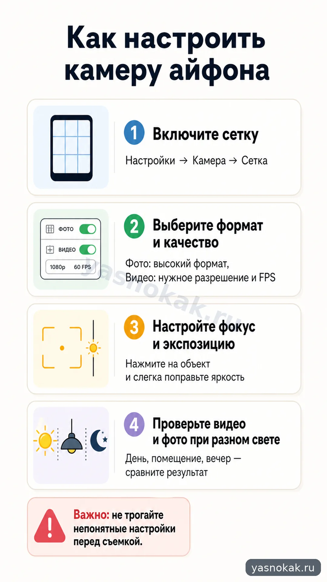 Схема: Как настроить камеру айфона