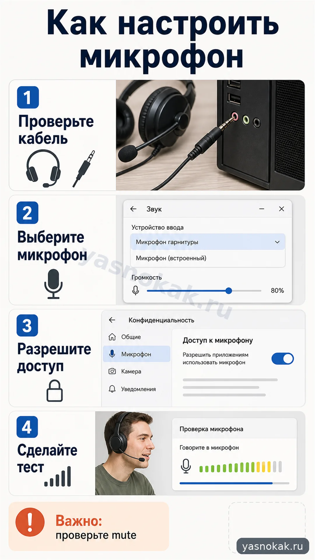 Схема: Как настроить микрофон на компьютере