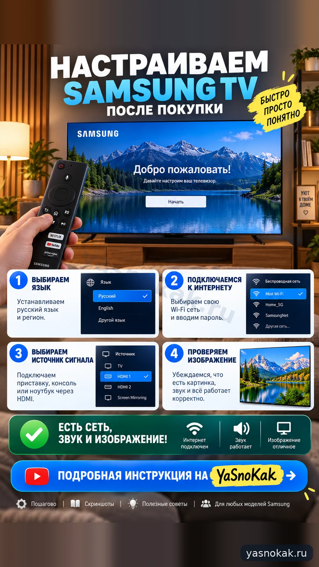 Схема: Как настроить телевизор Samsung после покупки