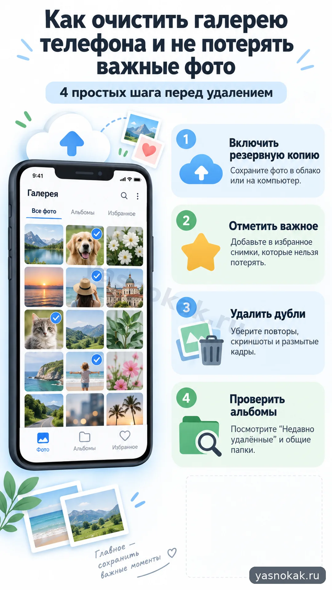 Схема: Как очистить галерею телефона и не потерять важные фото