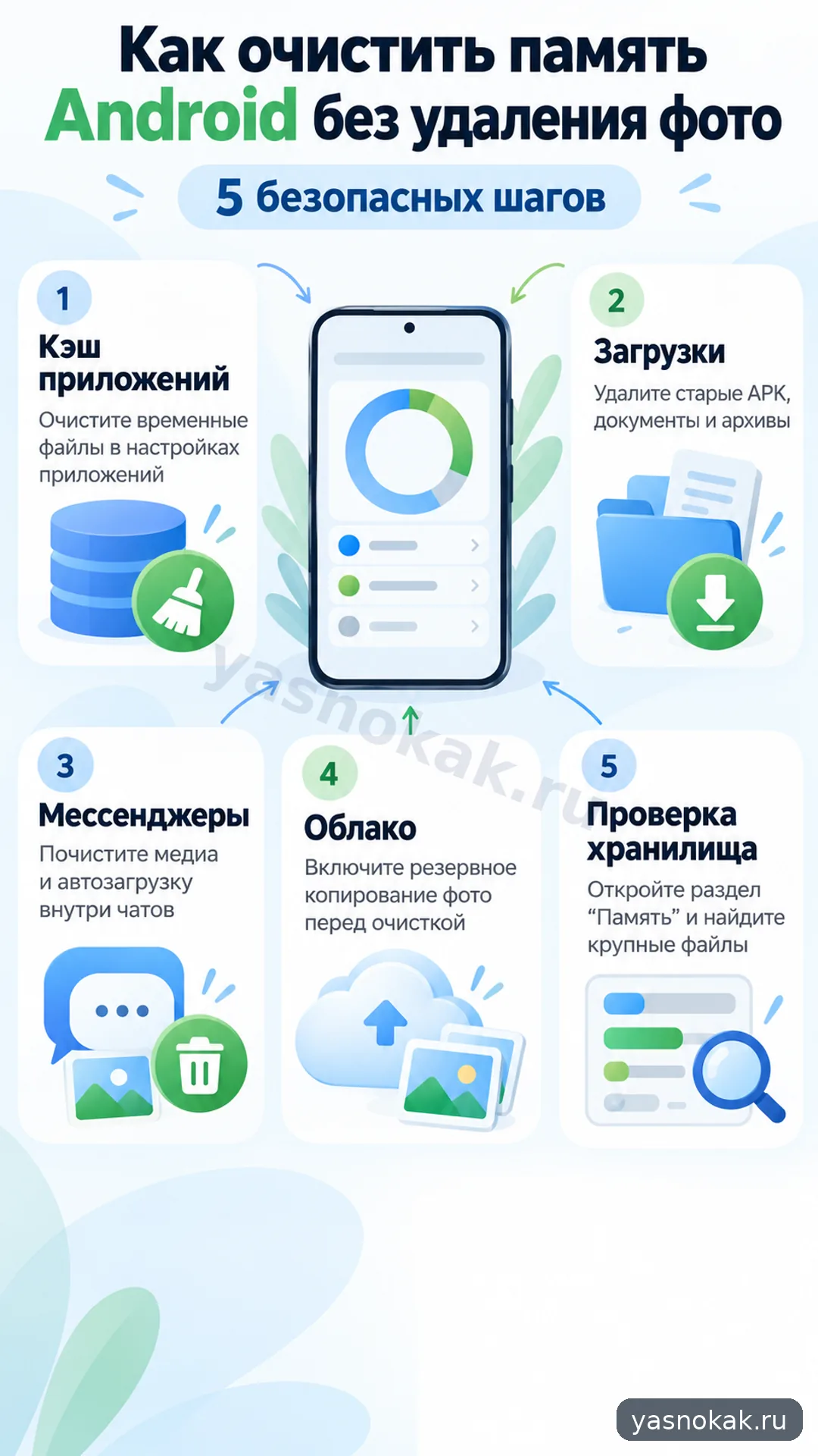 Схема: Как очистить память Android без удаления фото