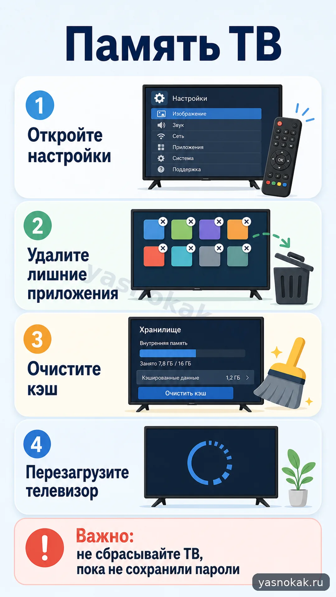 Схема: Как очистить память на смарт-телевизоре