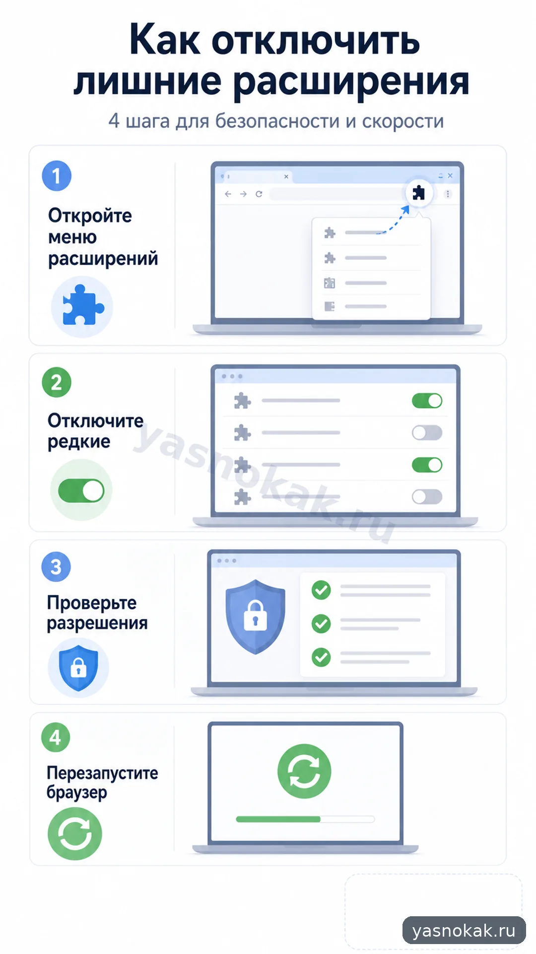Схема: Как отключить лишние расширения в браузере