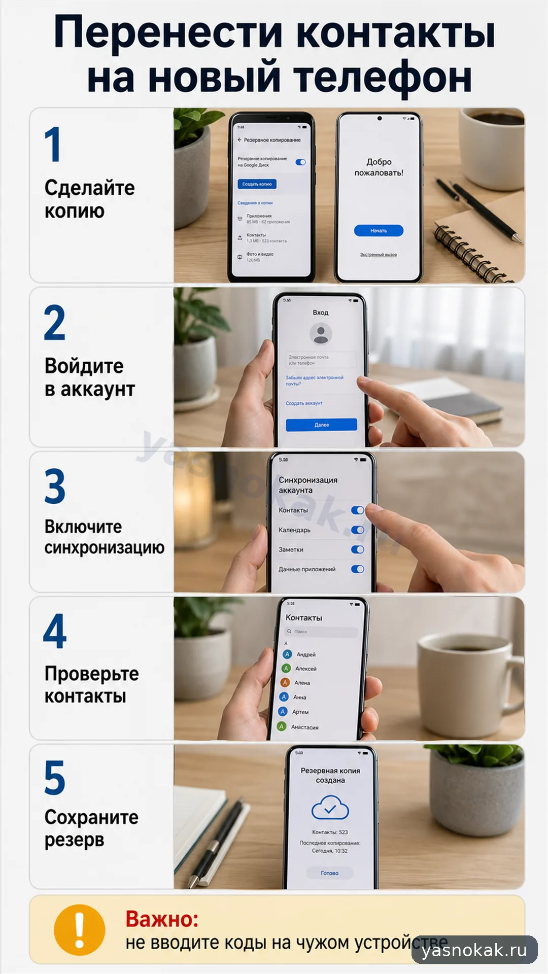 Схема: Как перенести контакты на новый телефон
