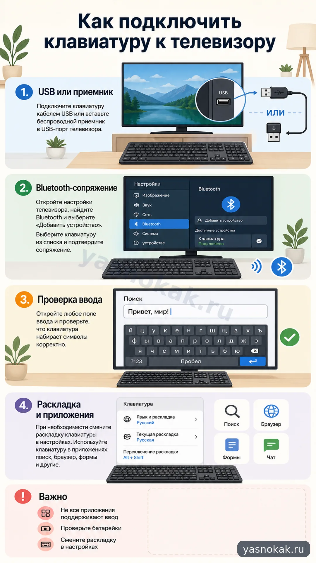 Схема: Как подключить клавиатуру к телевизору