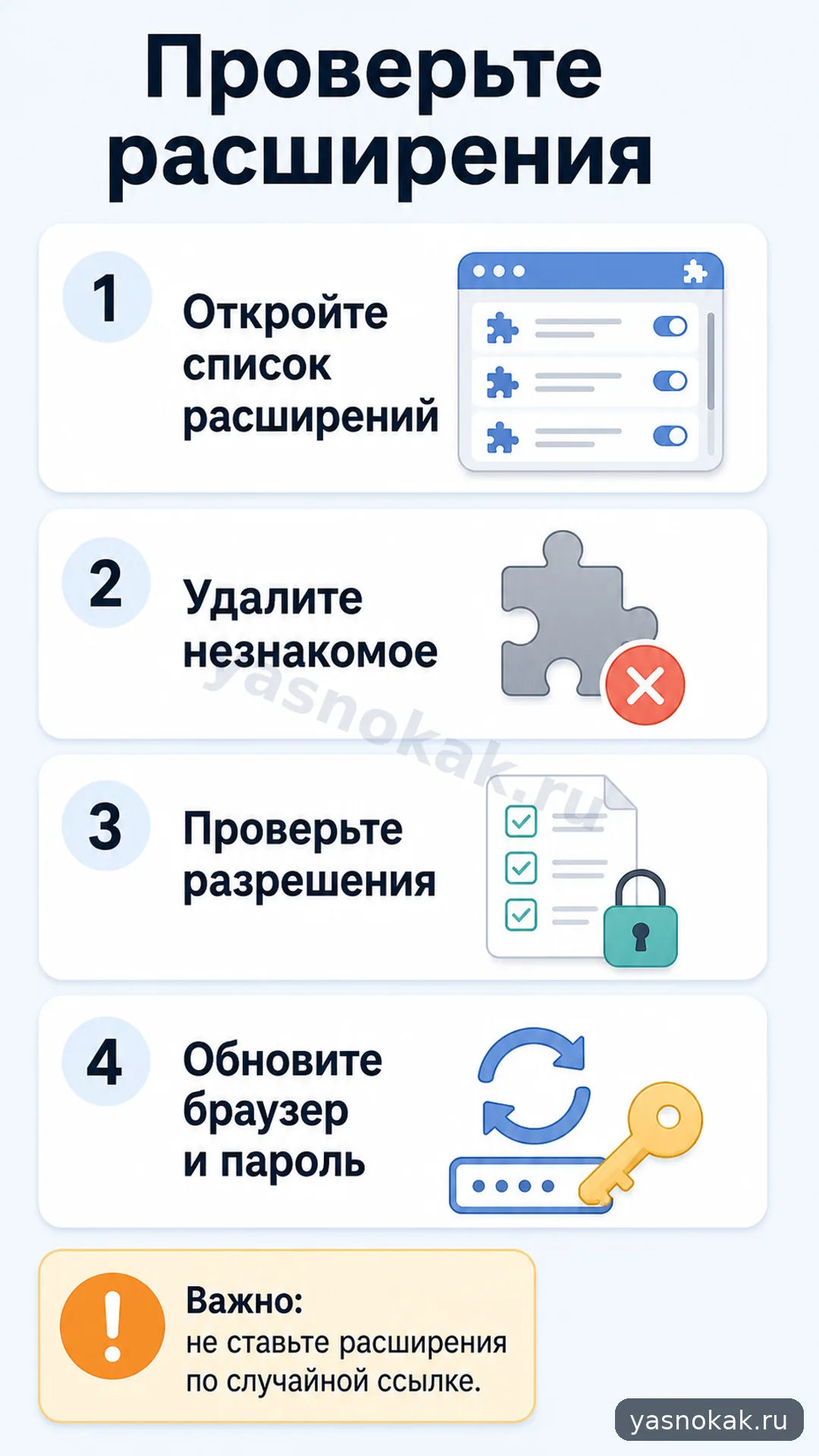 Схема: Как проверить безопасность расширений в браузере
