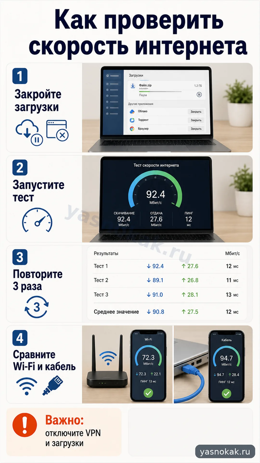Схема: Как проверить скорость интернета