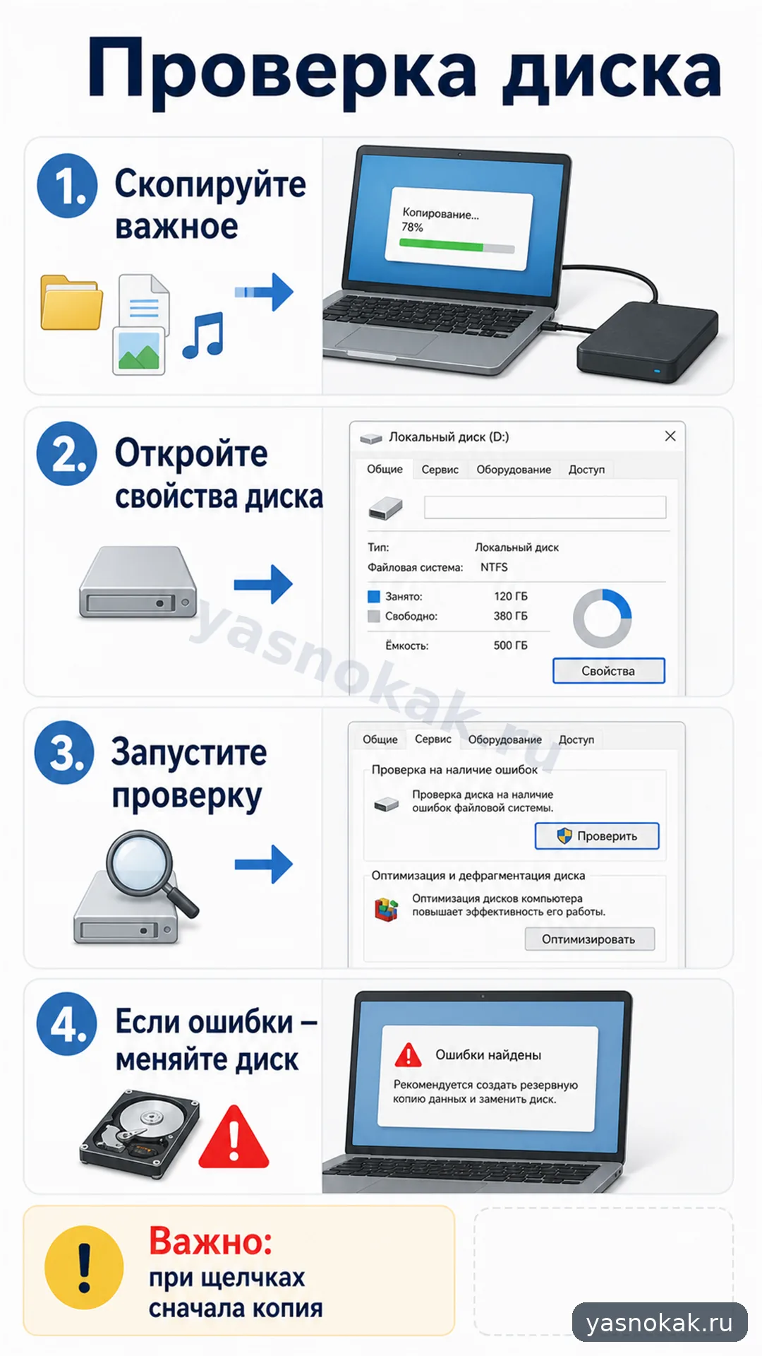 Схема: Как проверить жесткий диск на ошибки